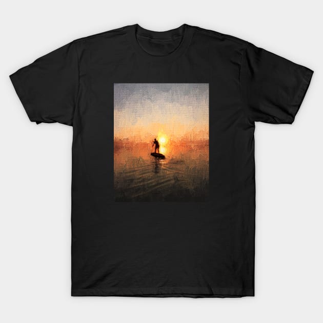 Paddleboarding sunrise T-Shirt by comecuba67